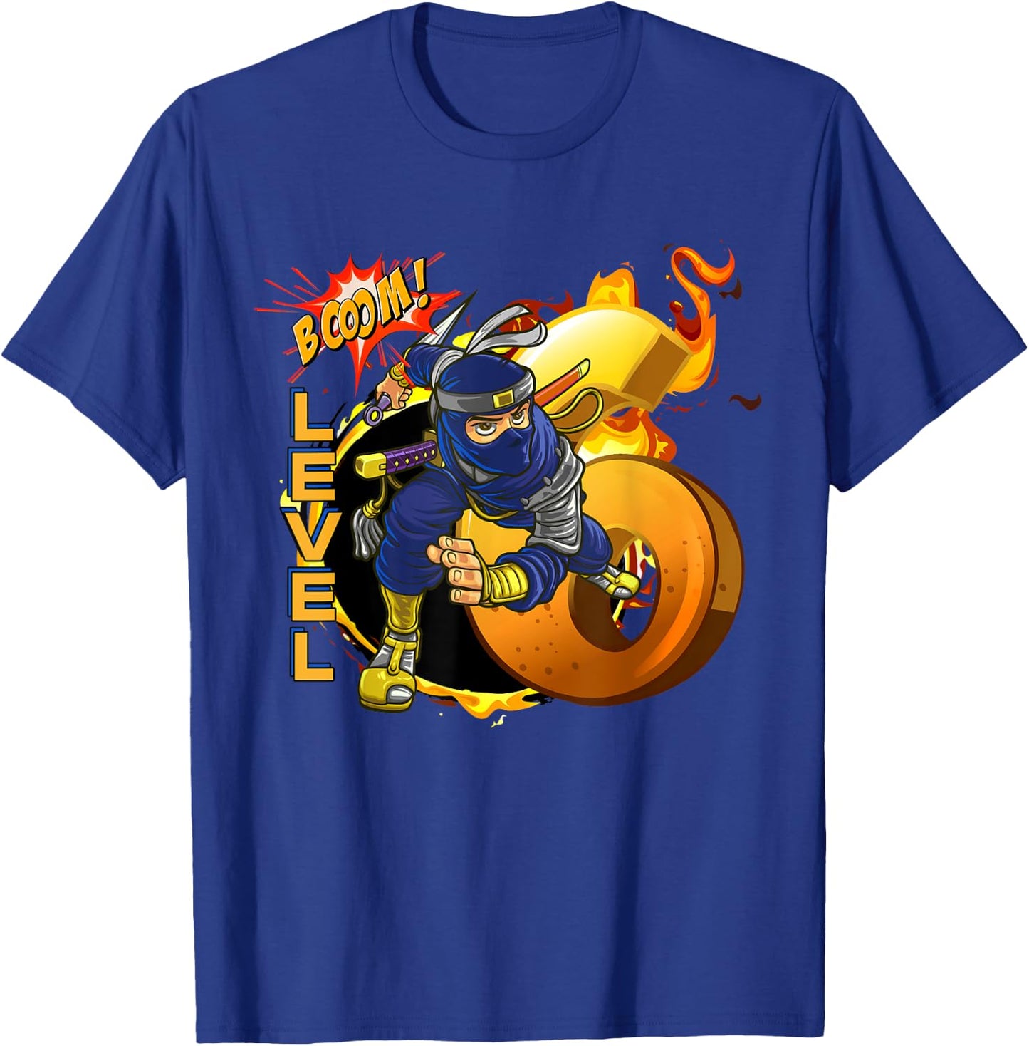 Kinder Ninja Geburtstag, 6 Jahre, Booom Level Ninja 6 T-Shirt - T-Shirt | Royal