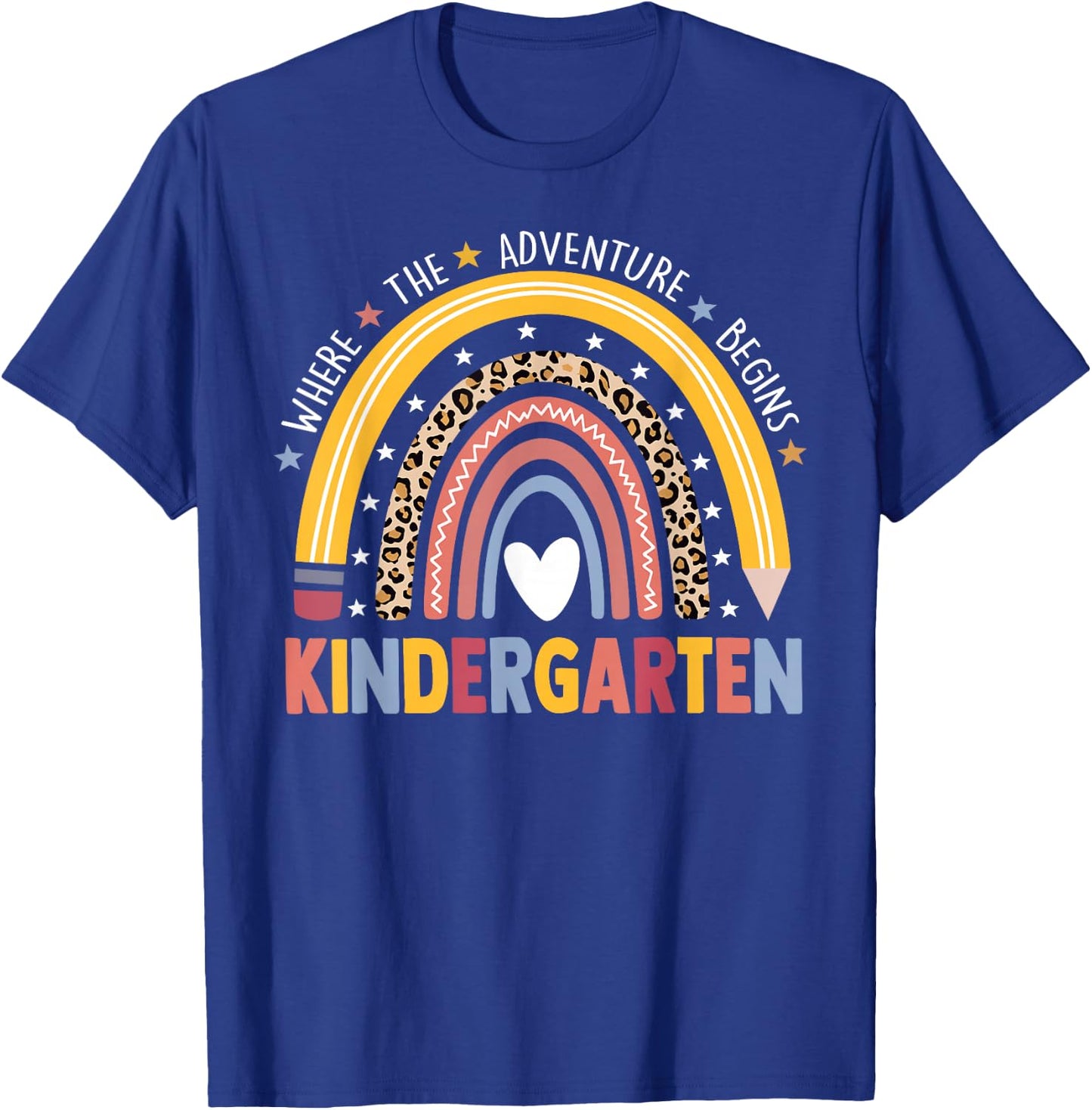 Kindergarten Where The Adventure Begins Leopard Rainbow T-Shirt - T-Shirt | Royal