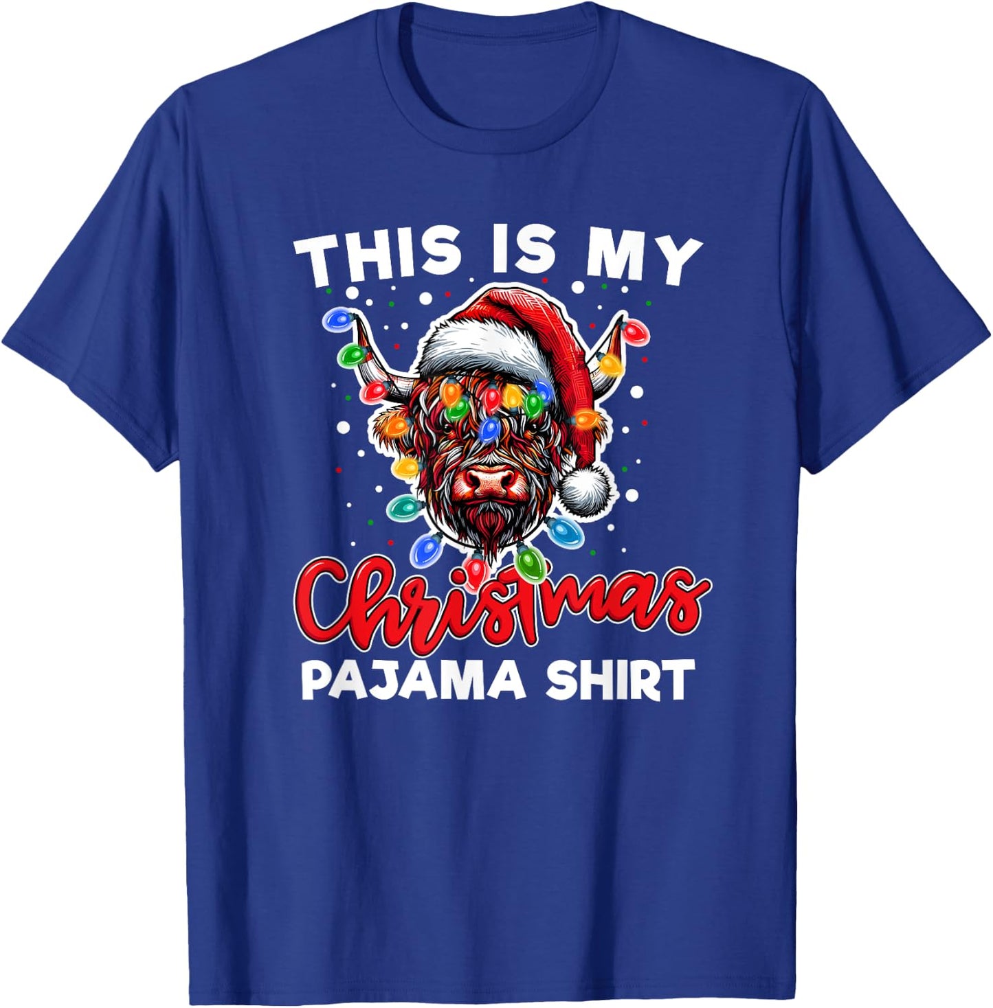 Highland Cow Christmas Pajama Santa Cow Lover T-Shirt - T-Shirt | Royal