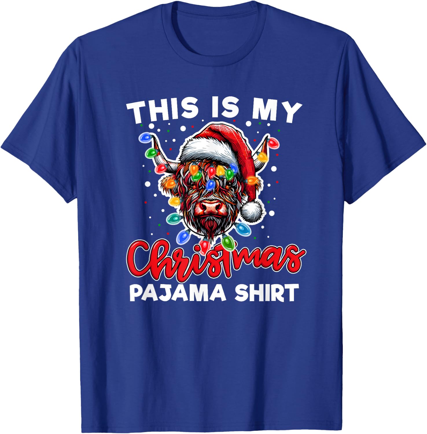 Highland Cow Christmas Pajama Santa Cow Lover T-Shirt - T-Shirt | Royal