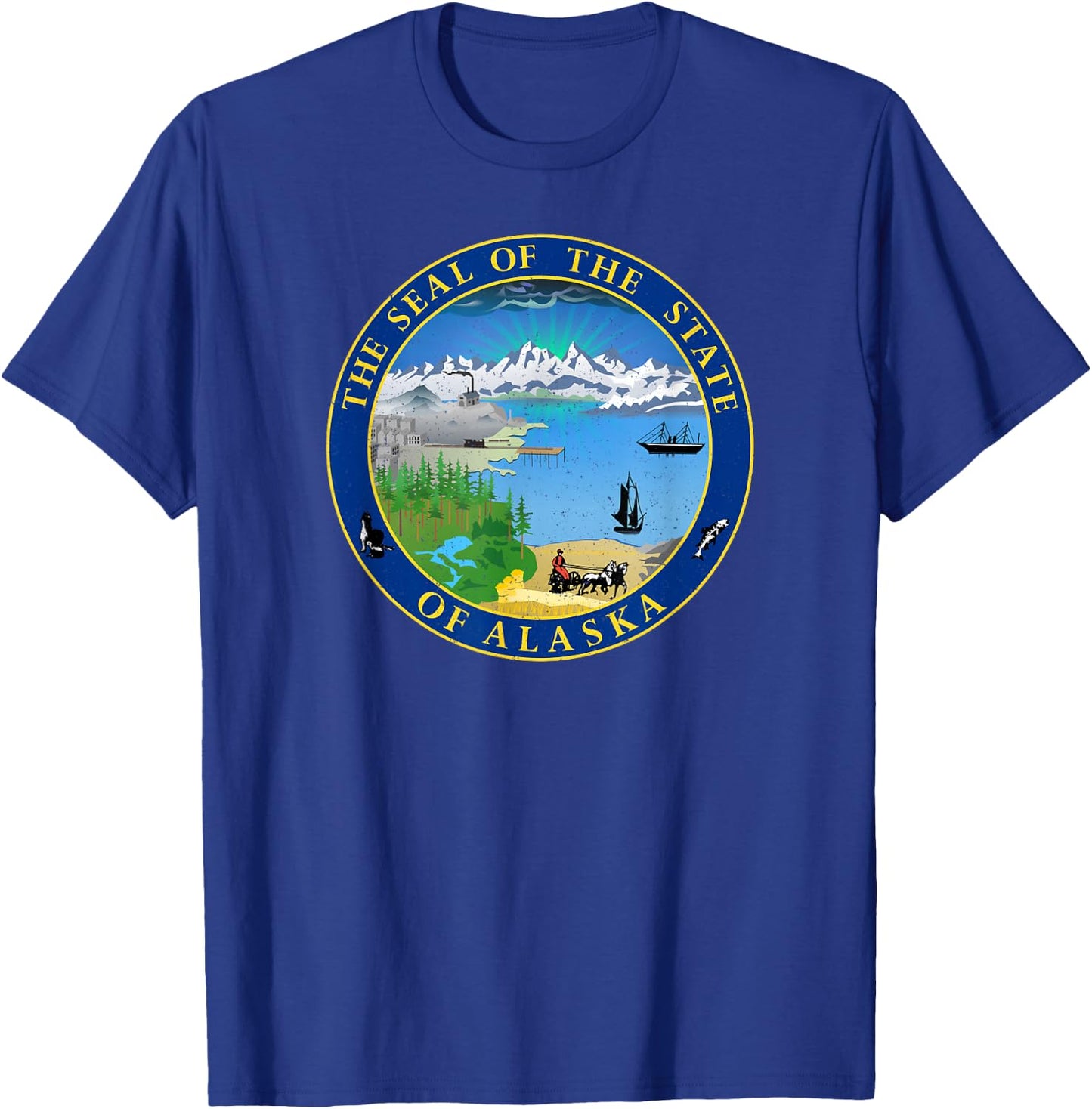 Alaska State Seal Flag T-Shirt - T-Shirt | Royal