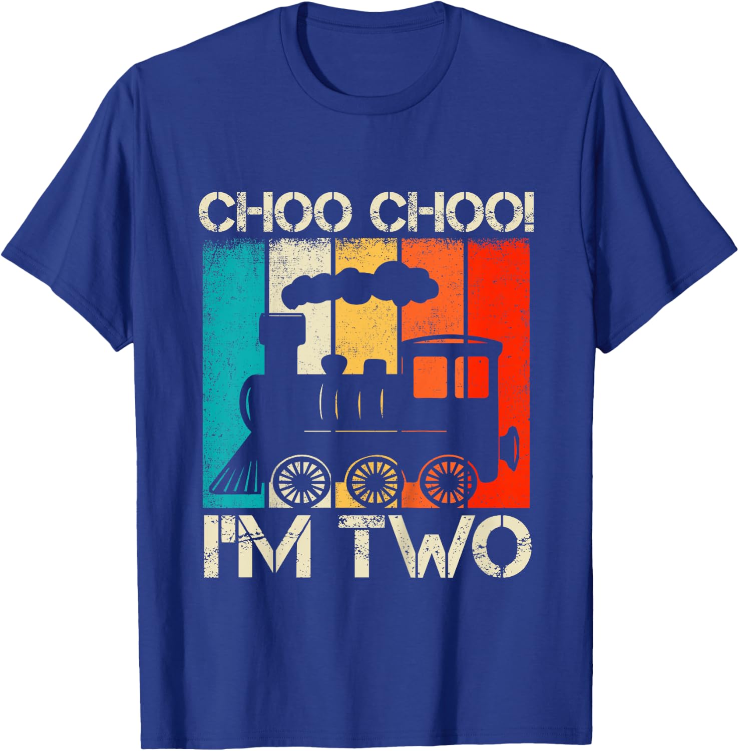 Kids Choo Choo Im Two Locomotive Train Boy 2nd Birthday Trains T-Shirt - T-Shirt | Royal