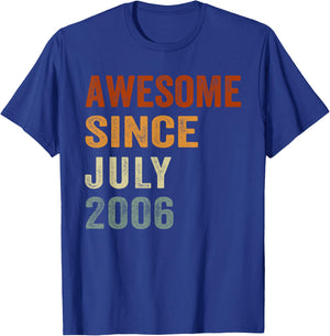 Retro Awesome Since July 2006 20 Years Old 20th Birthday T-Shirt - T-Shirt | Royal