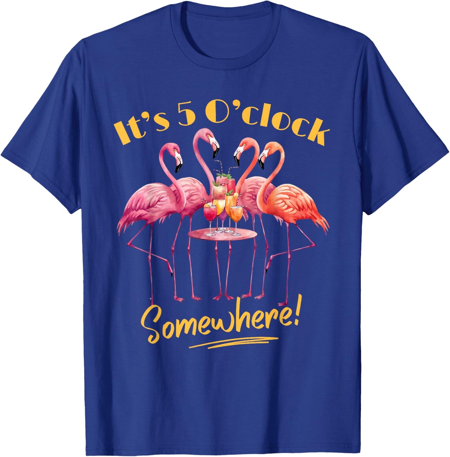 It's 5 O'Clock Somewhere Flamingo Tropical Margarita Party T-Shirt - T-Shirt | Royal