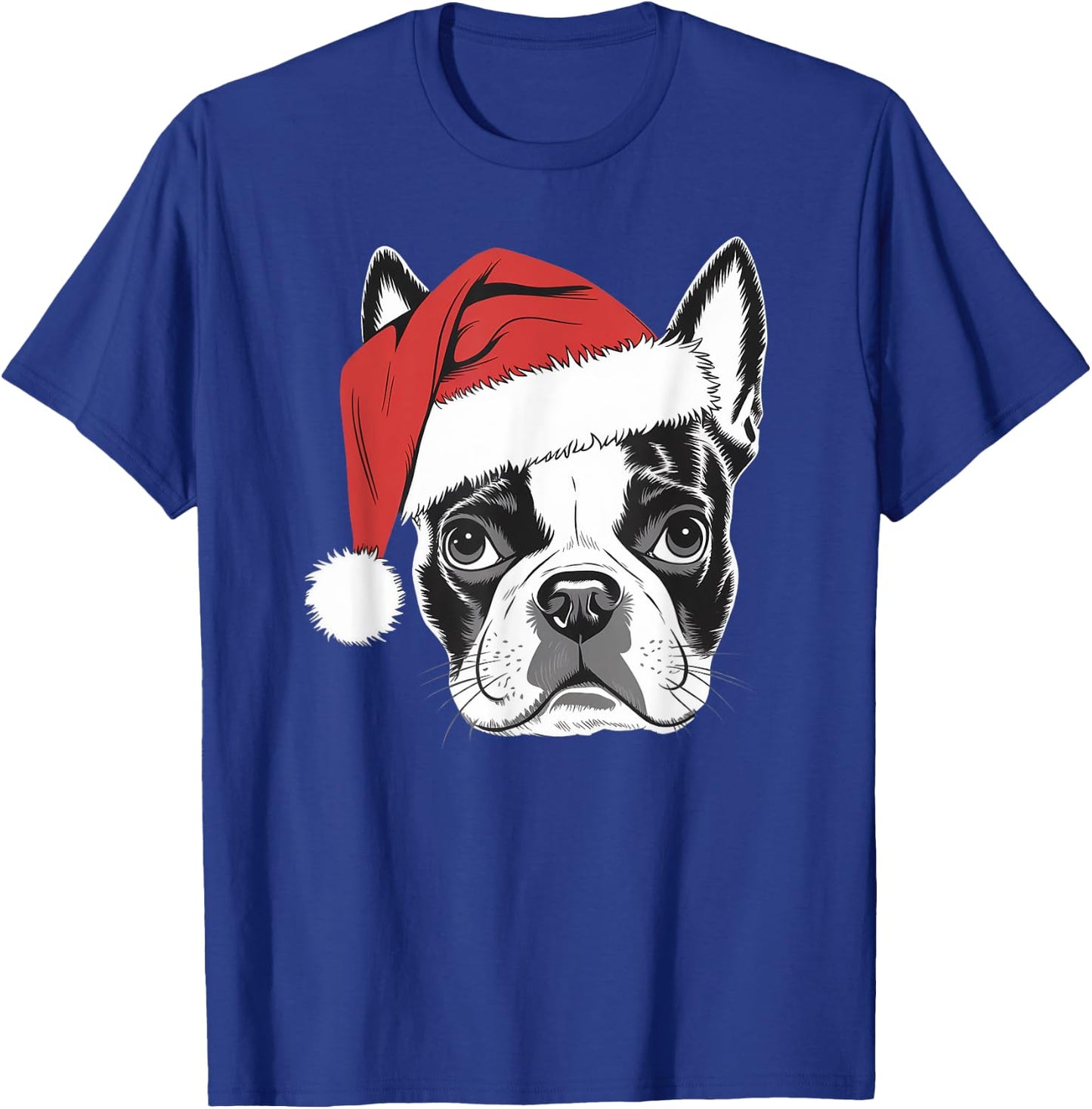 Joyful Boston Terrier Santa Dog on Boston Terrier Christmas Women Kids T-Shirt - T-Shirt | Royal