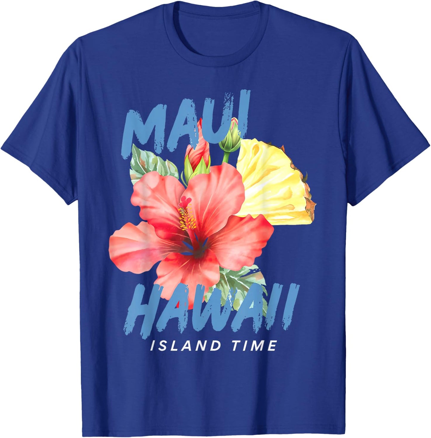 Maui Hawaii Summer Vacation Hibiscus Flower Tropical Beach T-Shirt - T-Shirt | Royal