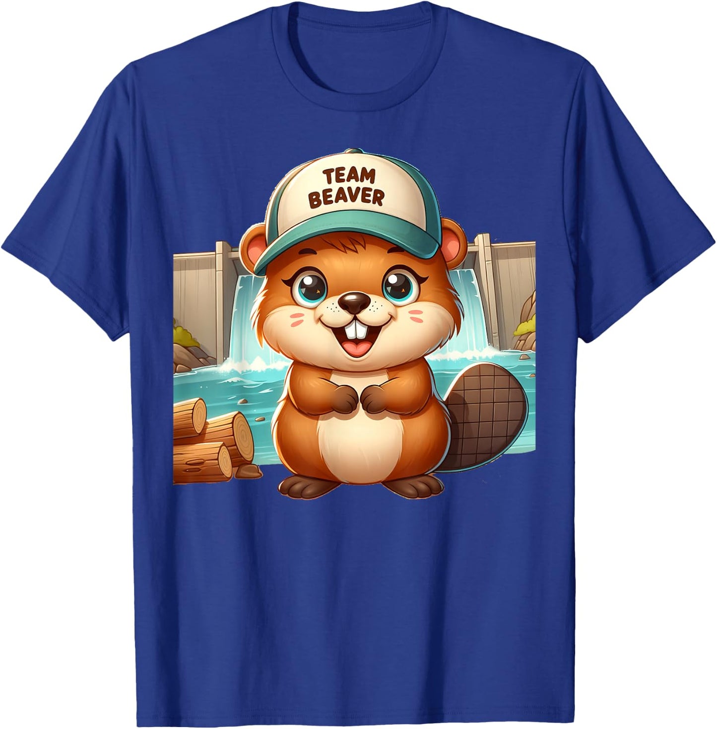 Team Beaver Cartoon Animal Funny Beavers Men Women Kids T-Shirt - T-Shirt | Royal