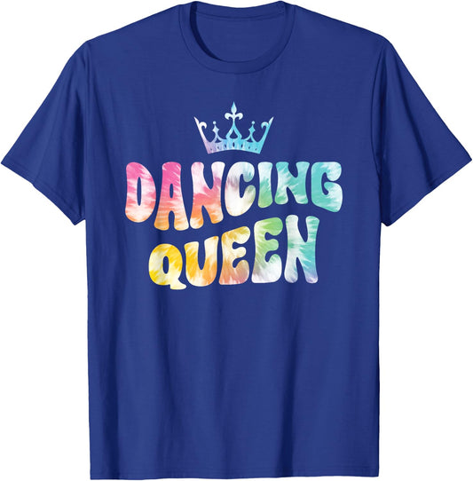 Dancing Queen Groovy Tie Dye Ladies Night Party Funny T-Shirt - T-Shirt | Royal
