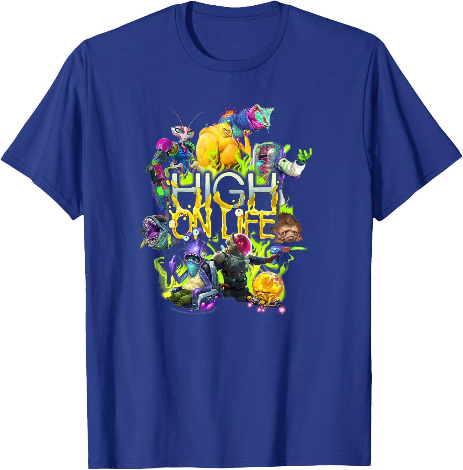 High on Life Character Mashup Group Shot Poster T-Shirt - T-Shirt | Royal