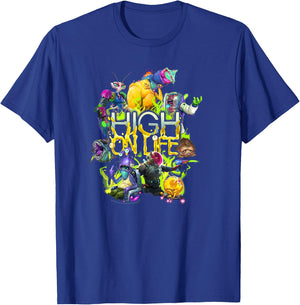High on Life Character Mashup Group Shot Poster T-Shirt - T-Shirt | Royal