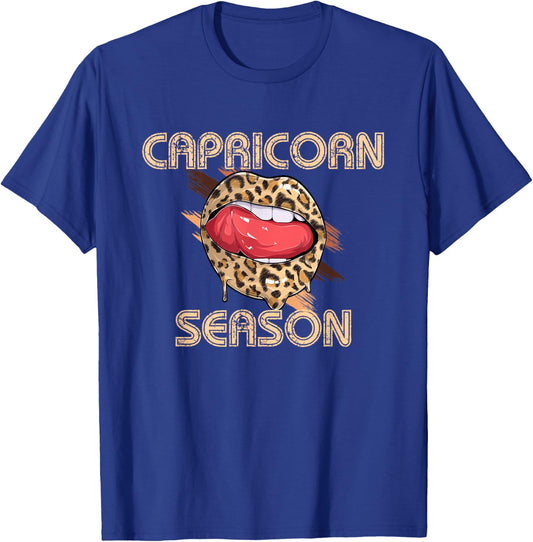 Capricorn Season Leopard Cheetah Lips Birthday Women T-Shirt - T-Shirt | Royal