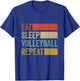 Retro Eat Sleep Volleyball Repeat Lustiges Volleyball T-Shirt - T-Shirt | Royal