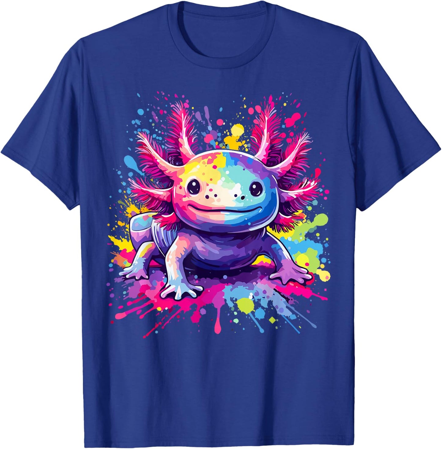 Axolotls Lovers Colorful Splash Art Kawaii Axolotl T-Shirt - T-Shirt | Royal