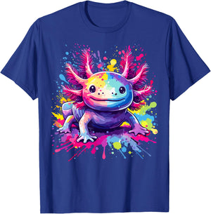 Axolotls Lovers Colorful Splash Art Kawaii Axolotl T-Shirt - T-Shirt | Royal