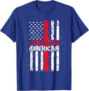 Christian American US Flag Freedom Patriotic 4th Of July Kids Men T-Shirt - T-Shirt | Royal