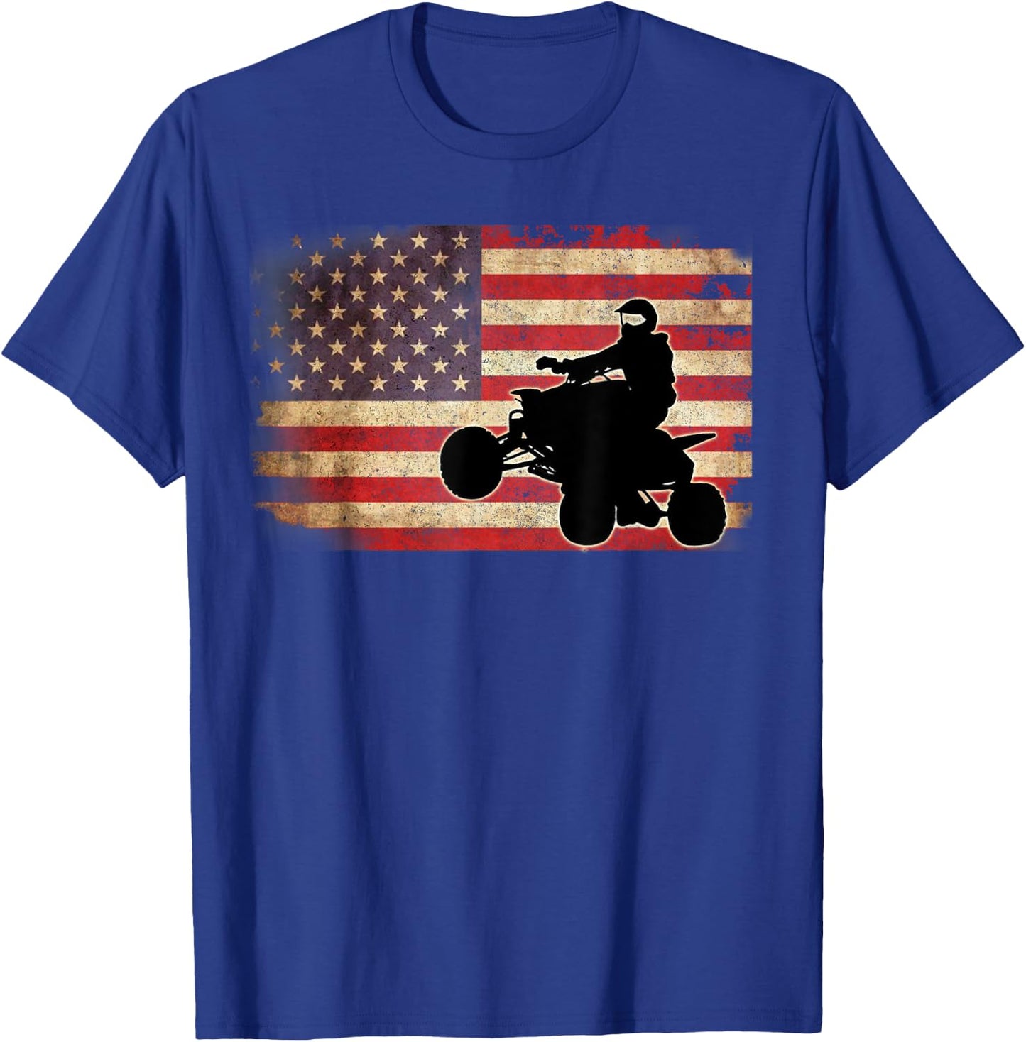 American USA Flag Quad Bike Four Wheeler Gift T Shirt Women Kids Men T-Shirt - T-Shirt | Royal