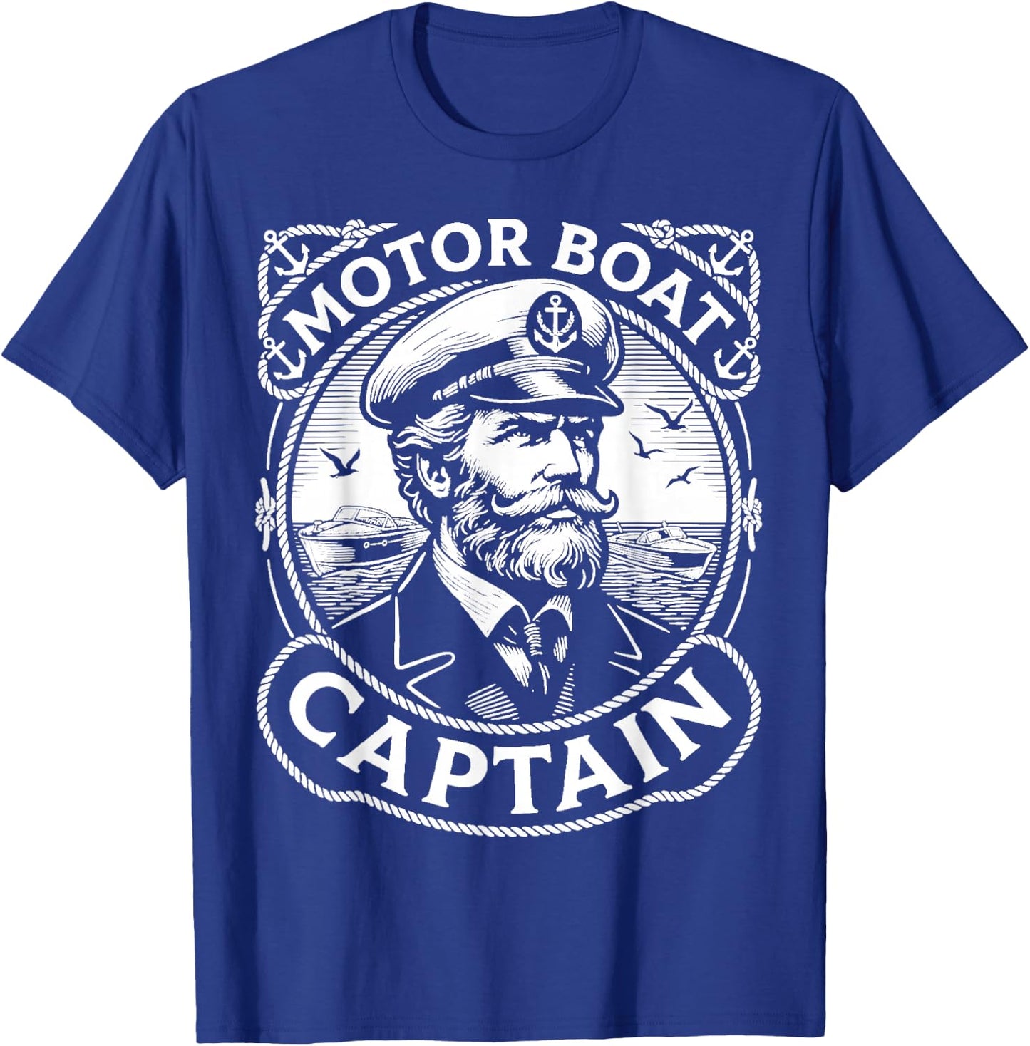 Funny Motor Boat Captain Vintage Retro T-Shirt - T-Shirt | Royal