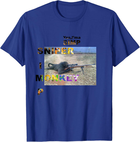Yes I'm A Simp Sniper Monkey Meme Funny Humor T-Shirt - T-Shirt | Royal