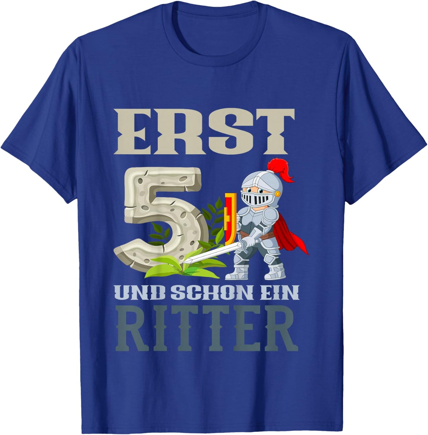 Children's 5th Birthday with Knight Design T-Shirt - T-Shirt | Royal