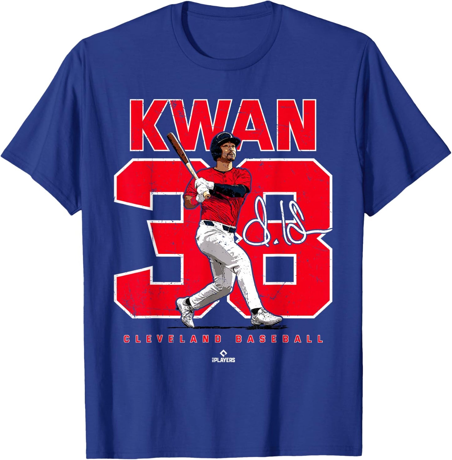 Number and Portrait Steven Kwan Cleveland MLBPA T-Shirt - T-Shirt | Royal