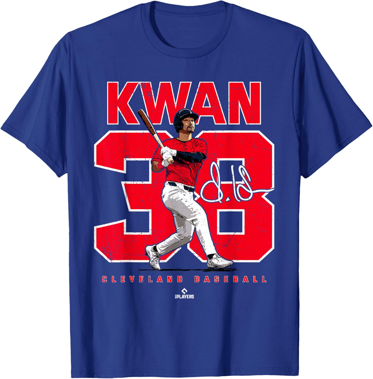 Number and Portrait Steven Kwan Cleveland MLBPA T-Shirt - T-Shirt | Royal