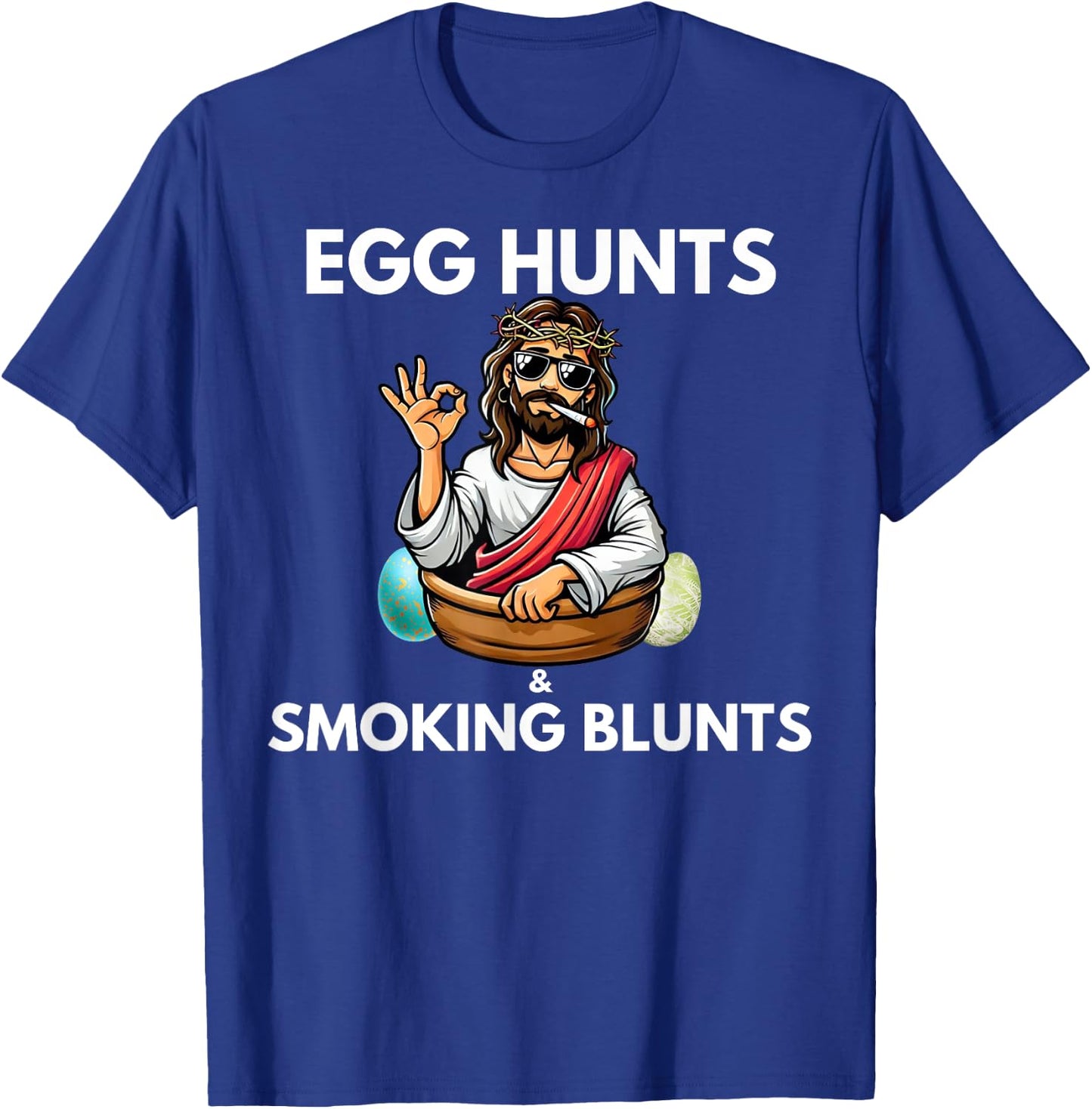 Easter 420 2025 Blunt Stoner Cannabis Weed Design -Adults Black Small Short Sleeve Modern Novelty Humor Gift T-Shirt - T-Shirt | Royal
