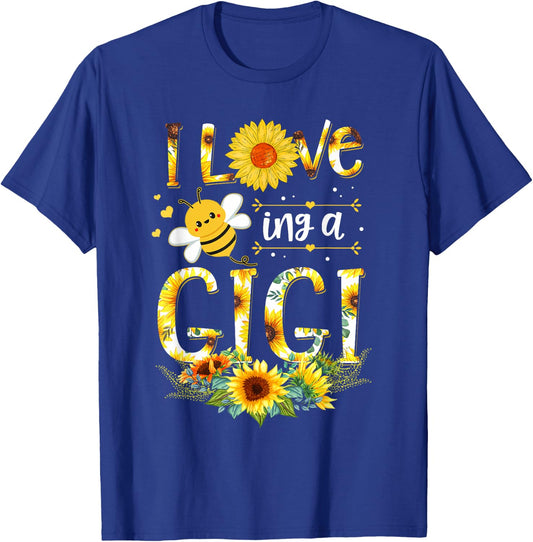 I Love Being A Gigi Sunflower Bee Mother's Day T-Shirt - T-Shirt | Royal