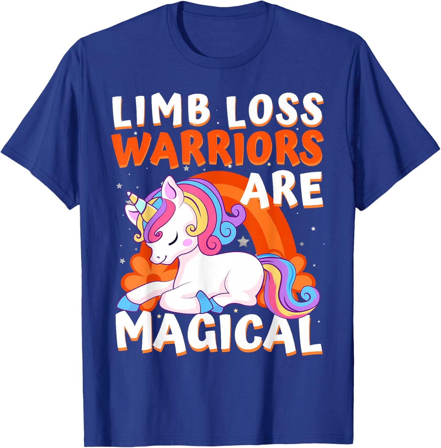 Warriors Are Magical Limb Loss Awareness Ribbon Unicorn T-Shirt - T-Shirt | Royal
