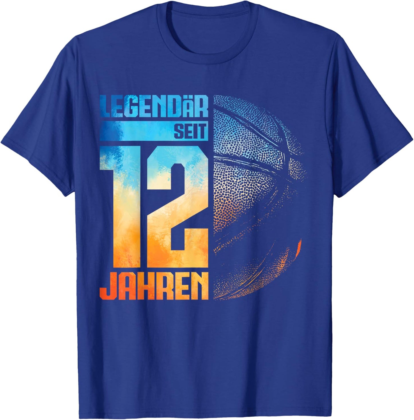 12th Birthday Retro Basketball Player 12 Years Boy Child , black T-Shirt - T-Shirt | Royal