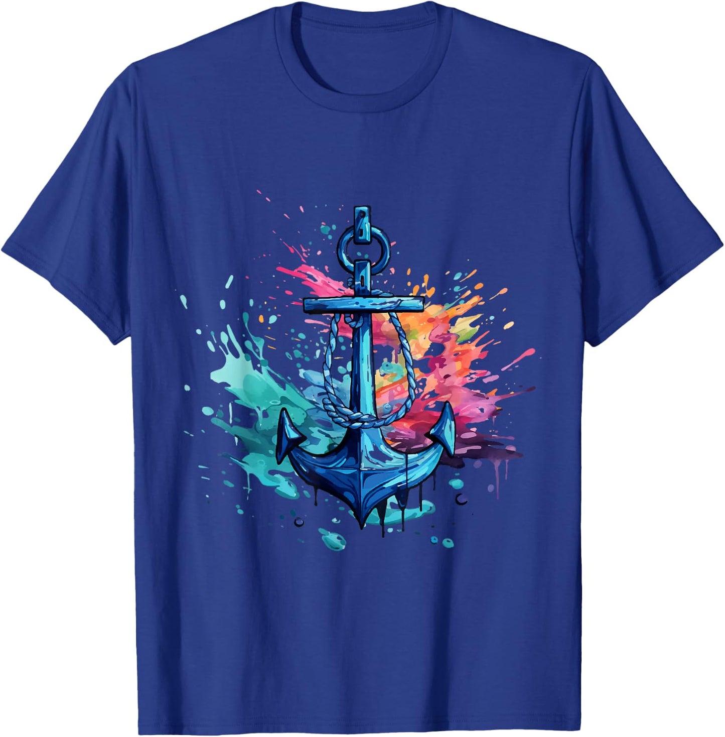 Anchor Sailor and Captain Design Motorboat Sailing , Black, S T-Shirt - T-Shirt | Royal