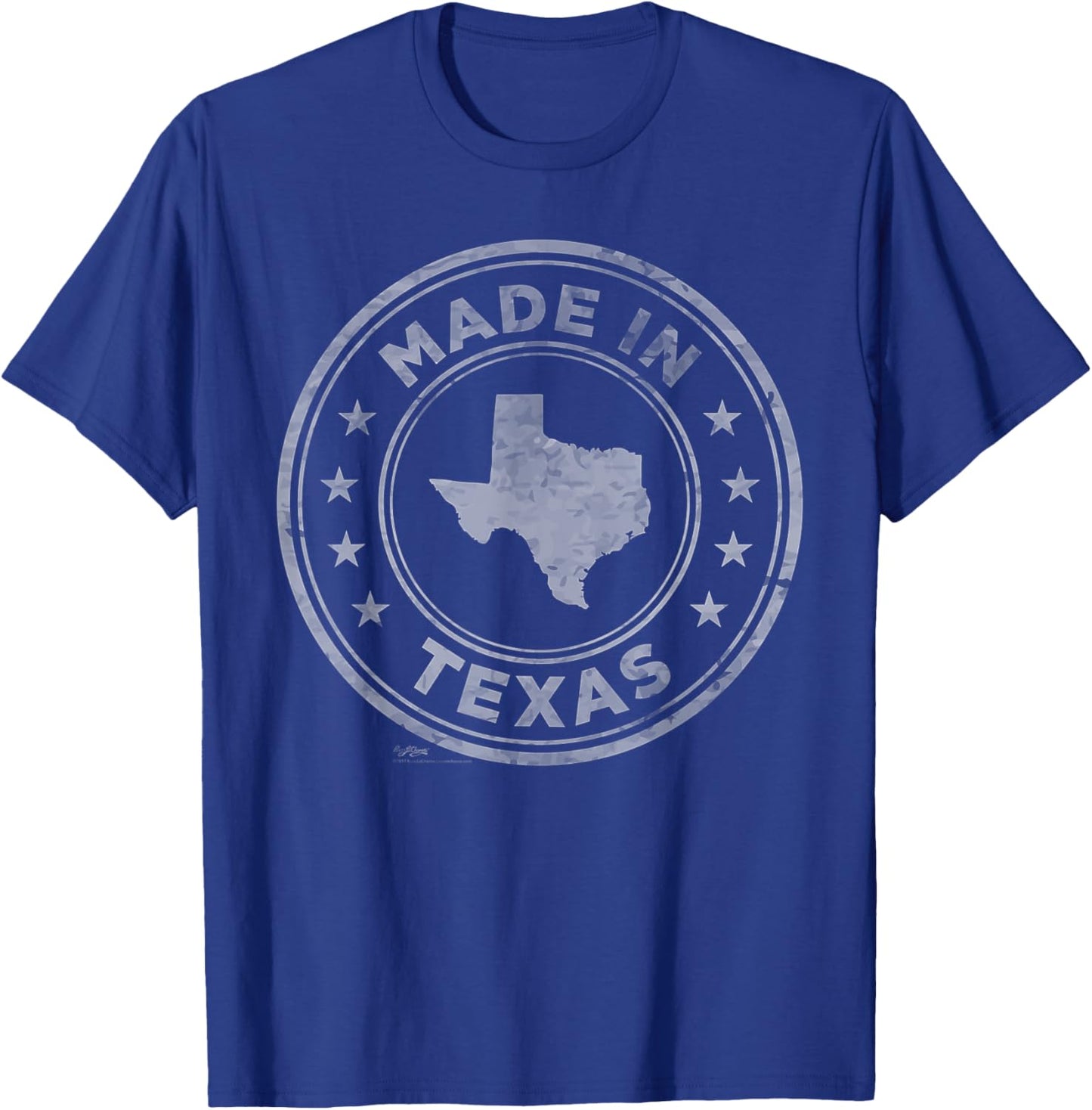 Vintage Made in Texas State Word Design T-Shirt - T-Shirt | Royal