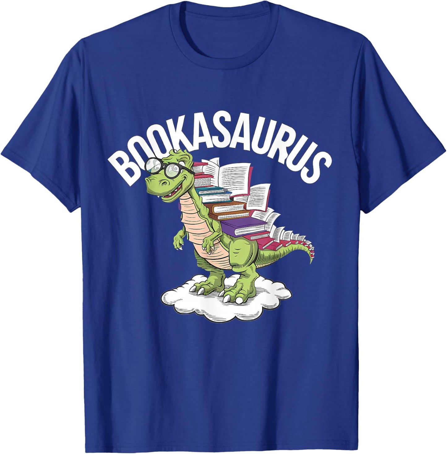 Book Dinosaur T-Rex Bookworm Dino Funny Book Reading T-Shirt - T-Shirt | Royal
