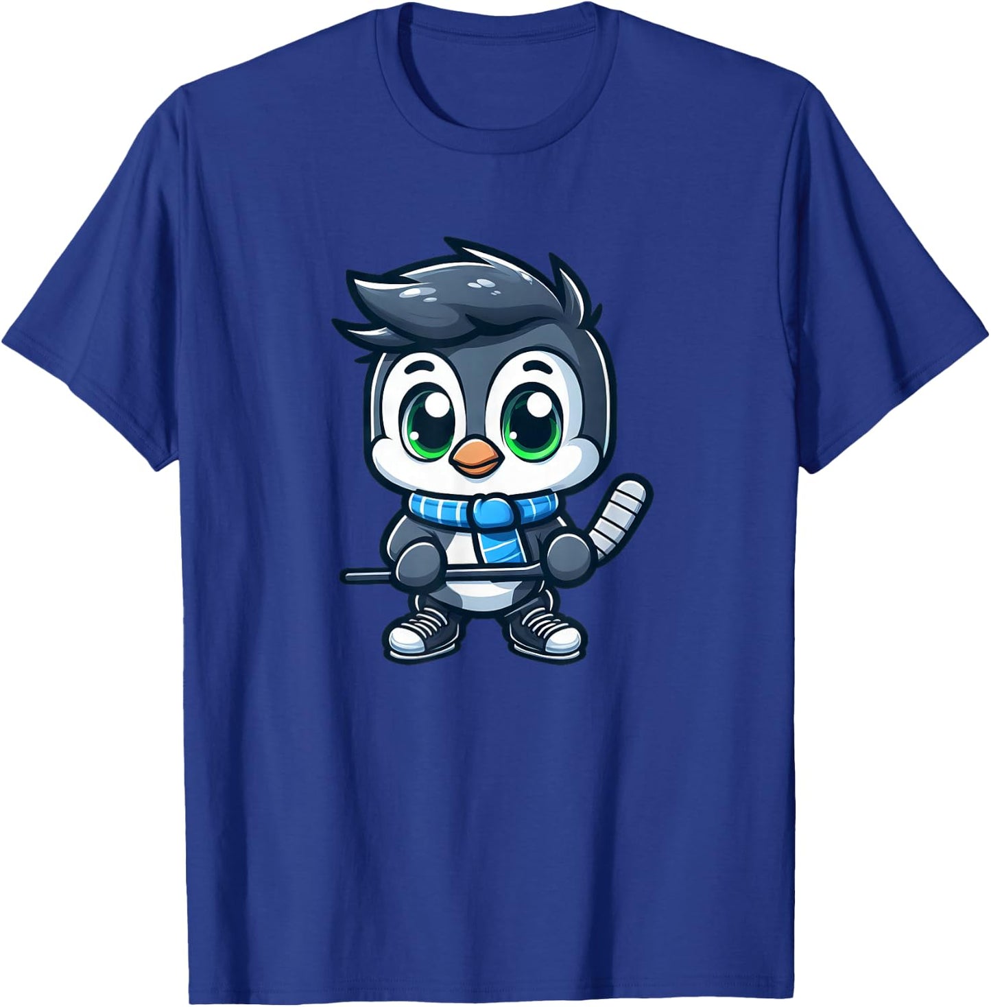 Cute Cartoon Penguin Hockey Player Ice Hockey T-Shirt - T-Shirt | Royal