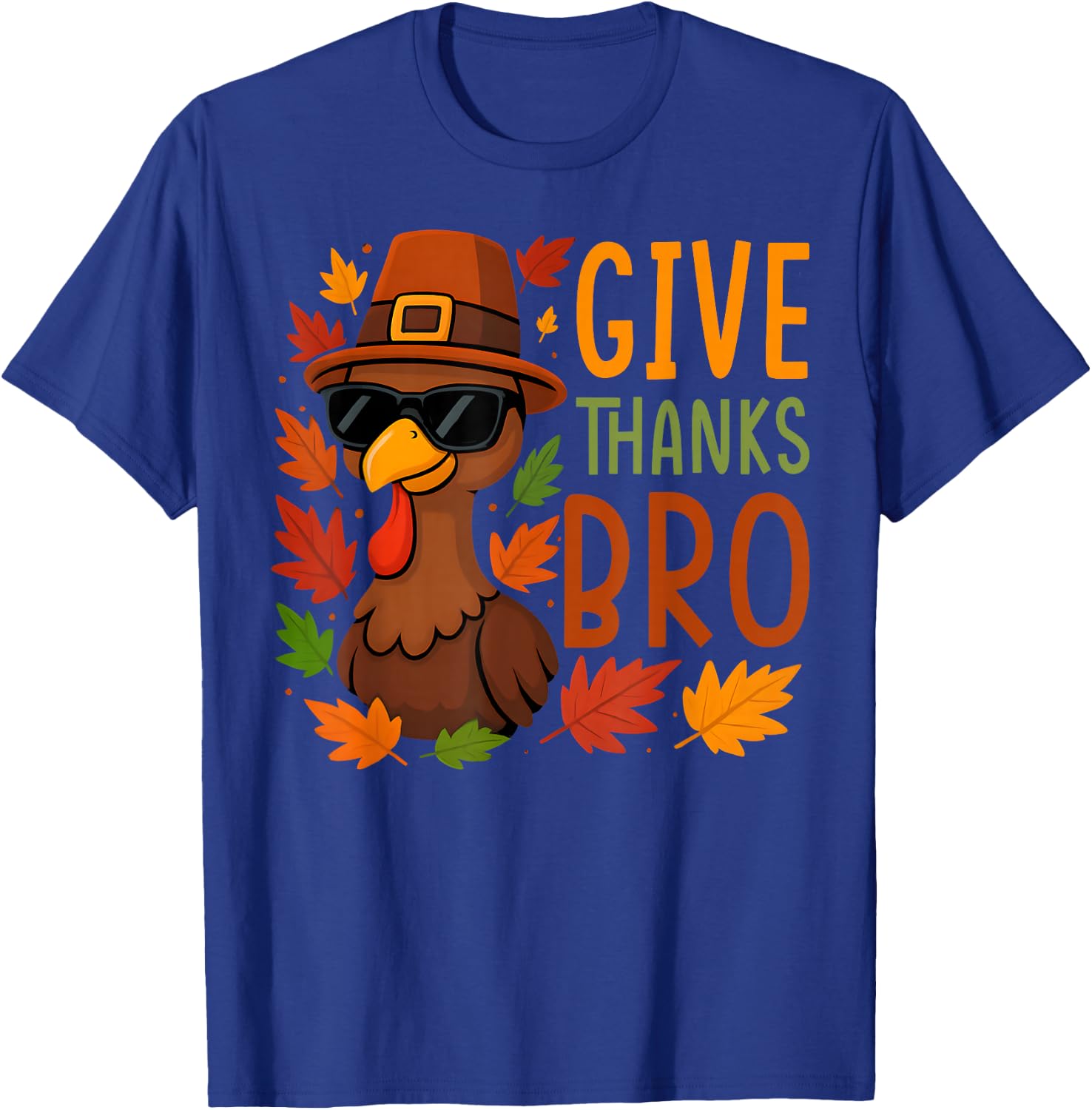 Give Thanks Bro Cute Turkey Thankful Thanksgiving Boys T-Shirt - T-Shirt | Royal