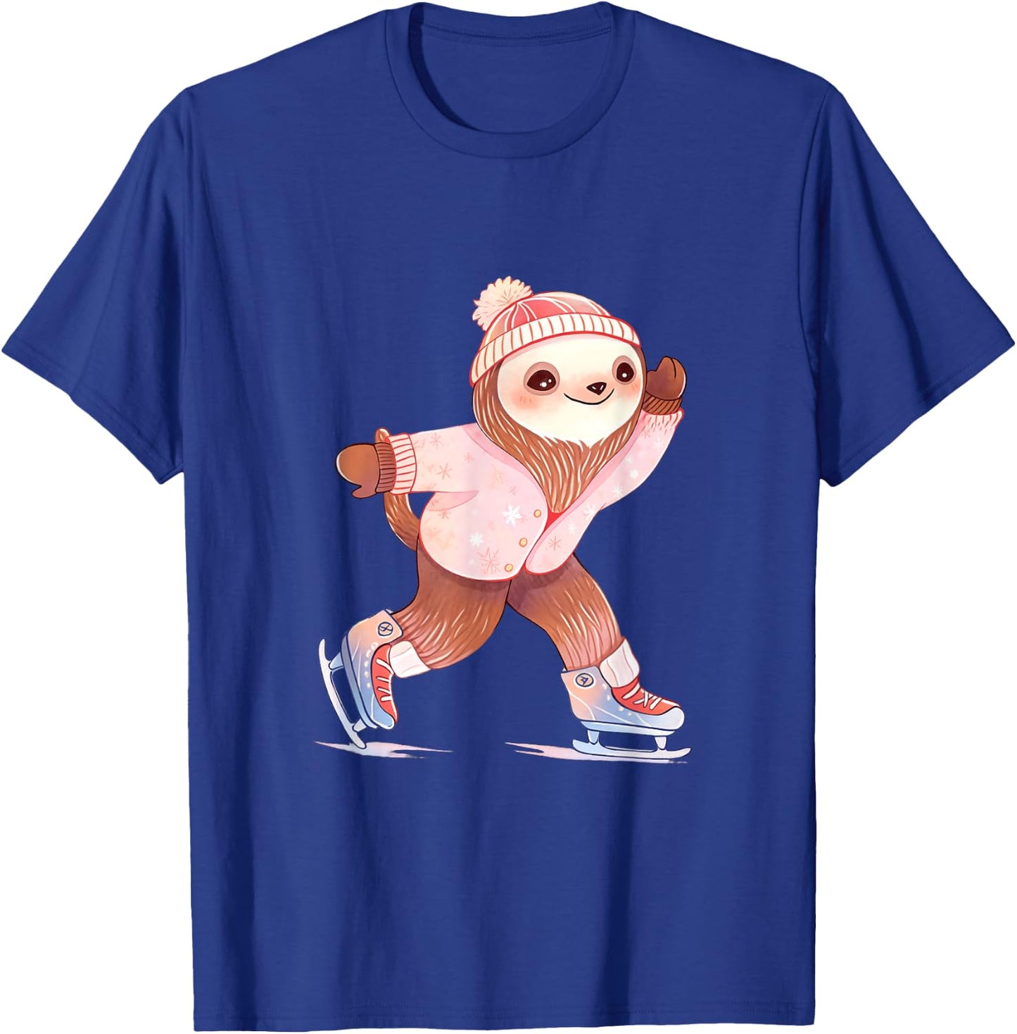 Sloth Ice Skating Figure Skater Ice Skates T-Shirt - T-Shirt | Royal