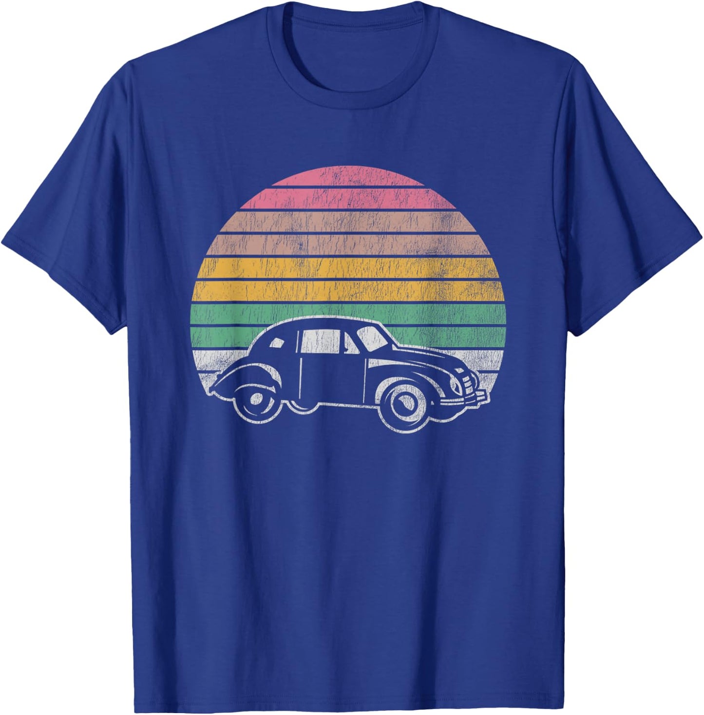 Classic Retro Car Nostalgic Sunset Scene T-Shirt - T-Shirt | Royal