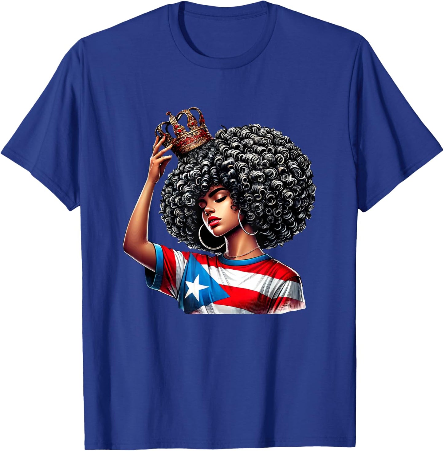 Afro Boricua Queen Puerto Rican Princess Flag Crown Latina T-Shirt - T-Shirt | Royal