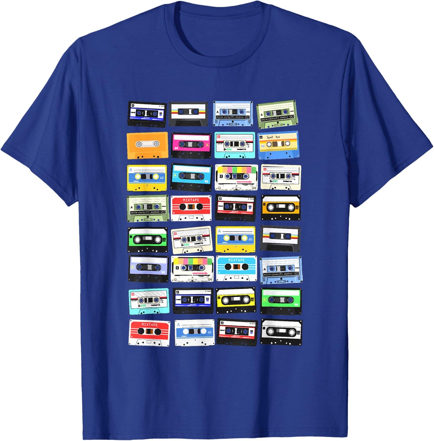 Cassette Tapes Mixtape 70s 80s 90s, vintage cassettes , Black T-Shirt - T-Shirt | Royal
