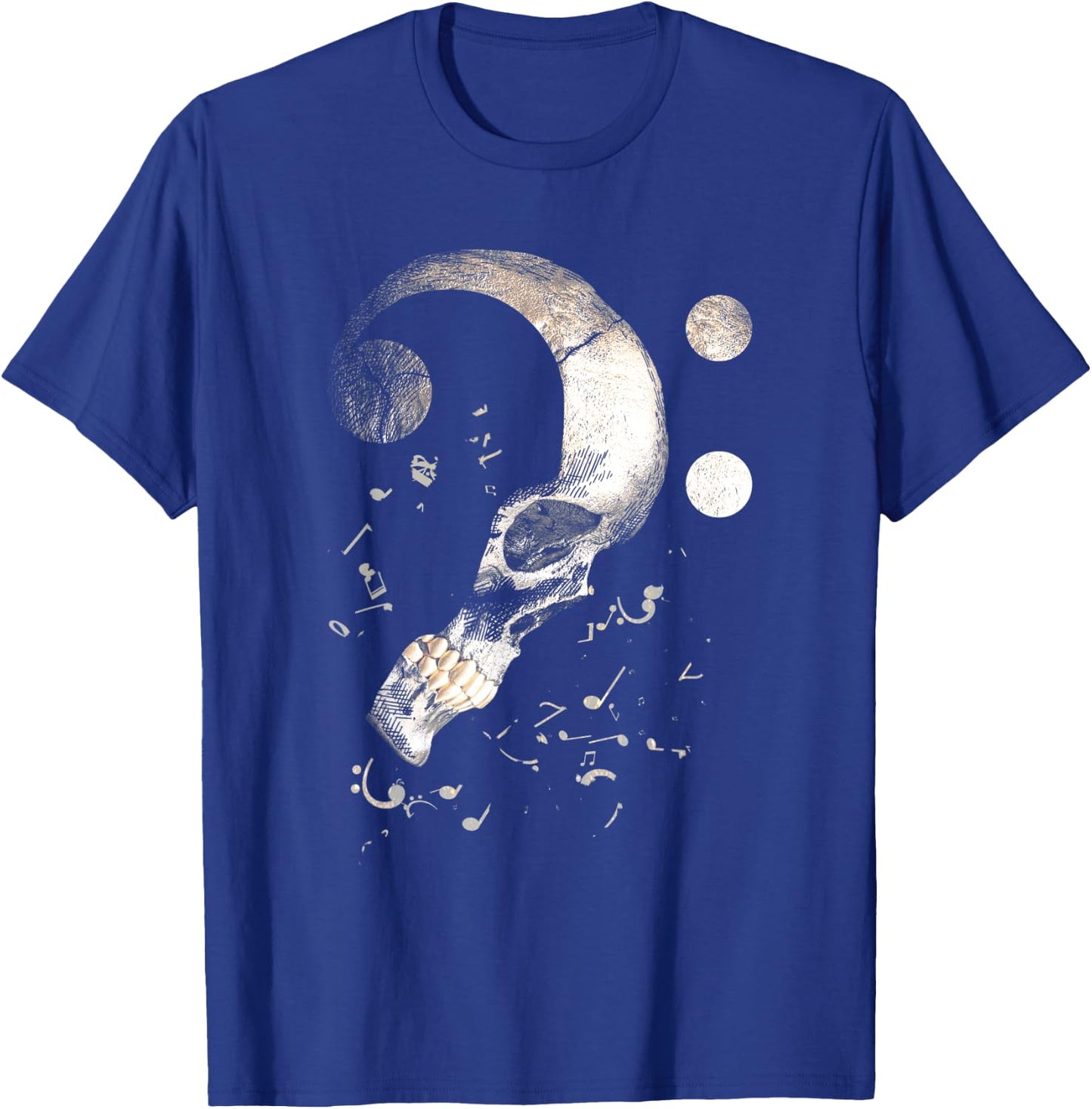 Vintage Bass Clef Skull Bass Guitar for Bassist Sheet Music T-Shirt - T-Shirt | Royal