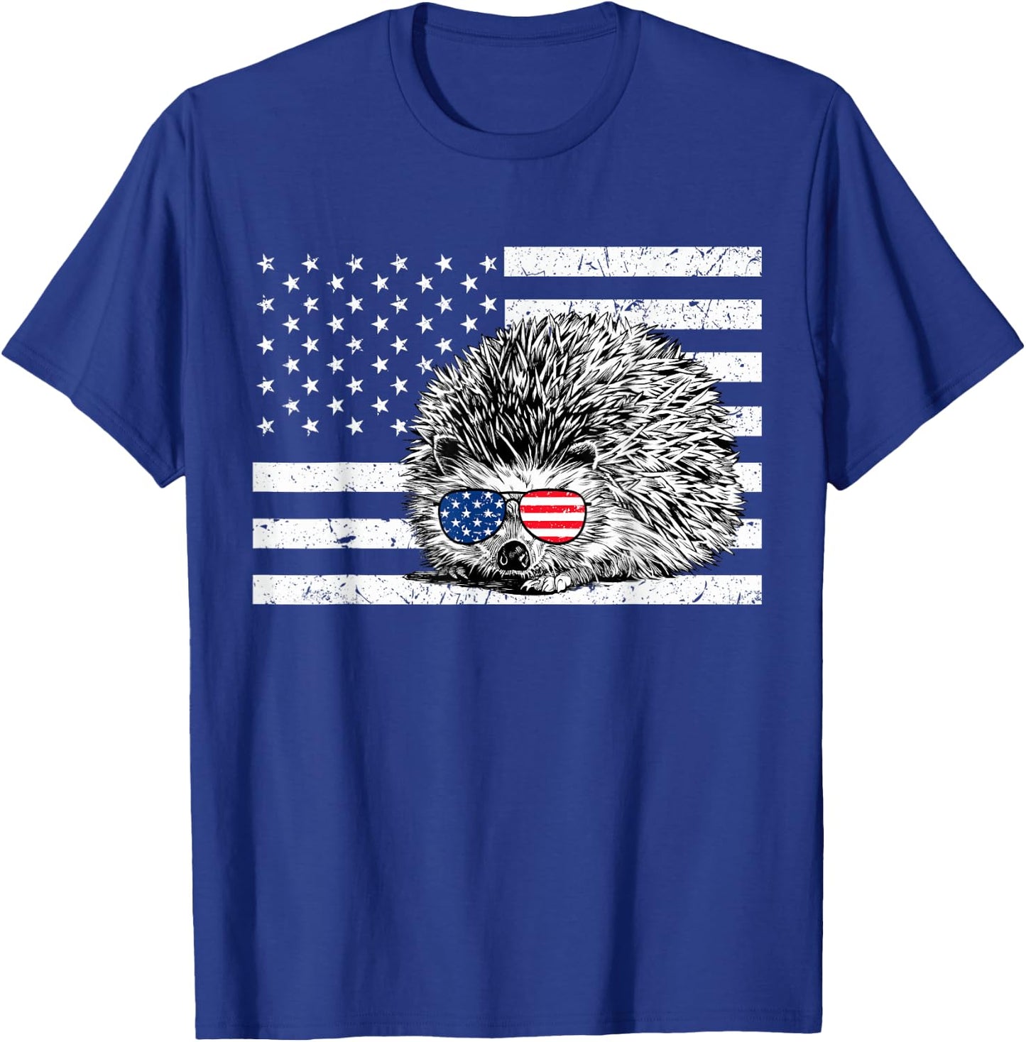 Hedgehog 4th of July Animal US American Flag Patriotic T-Shirt - T-Shirt | Royal