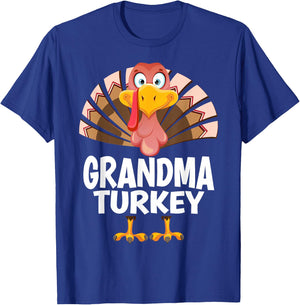 Thanksgiving Grandma Turkey Matching Pajama T-Shirt - T-Shirt | Royal
