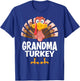 Thanksgiving Grandma Turkey Matching Pajama T-Shirt - T-Shirt | Royal
