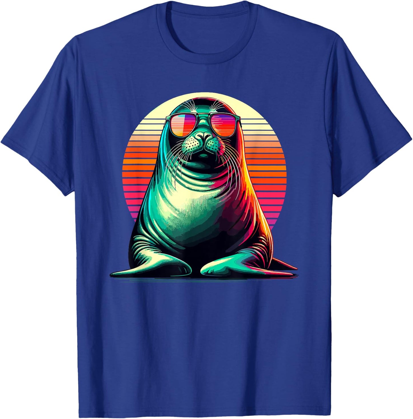 Retro Sunset Hawaiian Monk Seal Sunglasses T-Shirt - T-Shirt | Royal