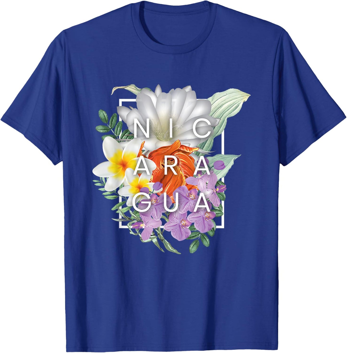 Flowers of Word Art Nicaragua - Nicaraguan Pride T-Shirt - T-Shirt | Royal