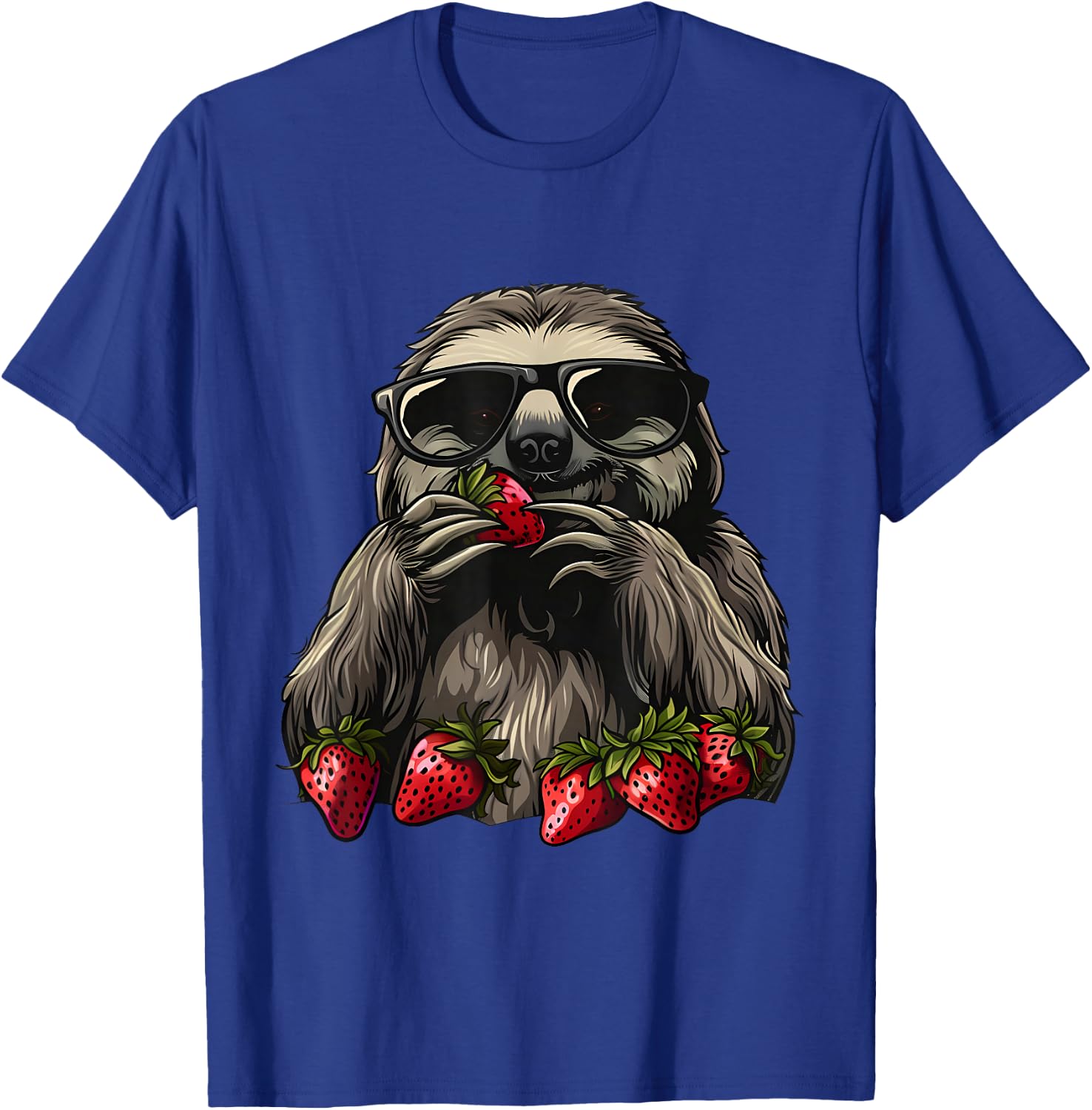 Strawberry Sloth Animal Art Motif Strawberries Cute Sloth T-Shirt - T-Shirt | Royal