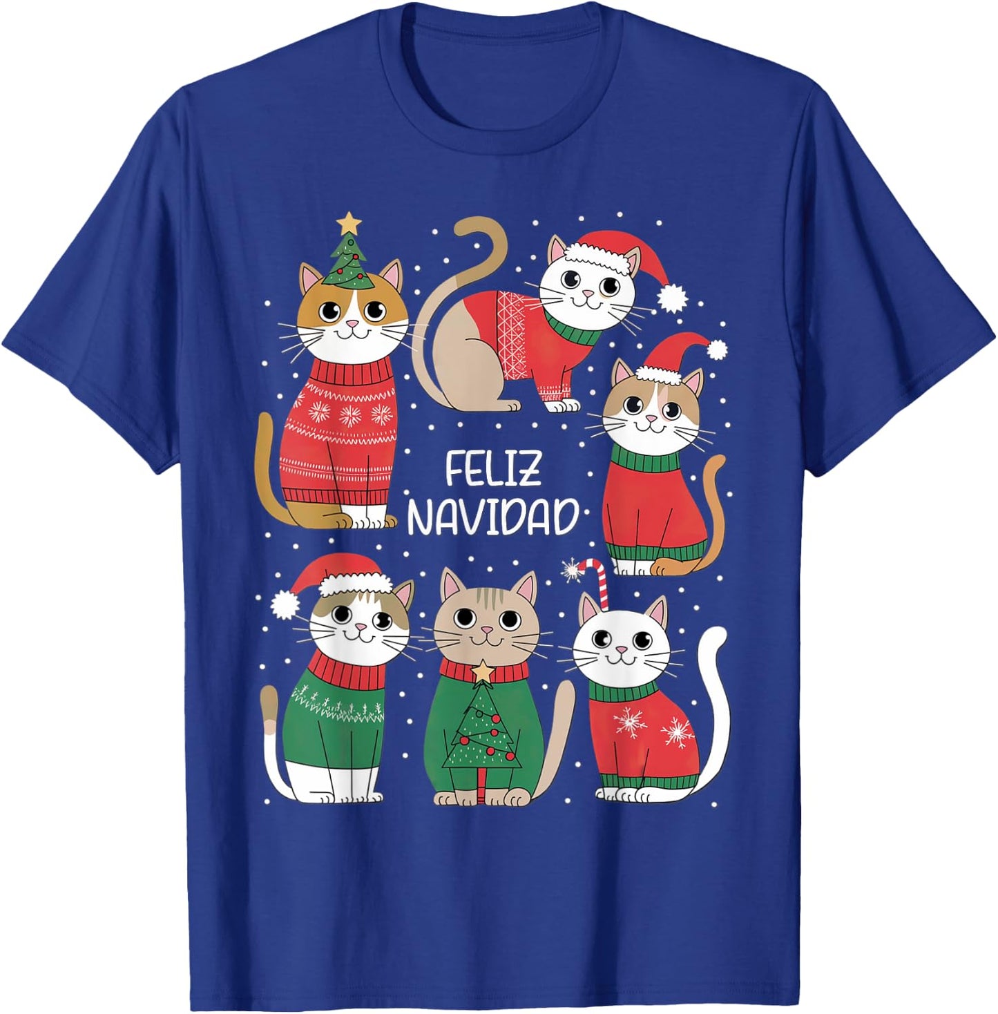 Feliz Navidad Spanish Cats Holiday Kittens , Black, S T-Shirt - T-Shirt | Royal