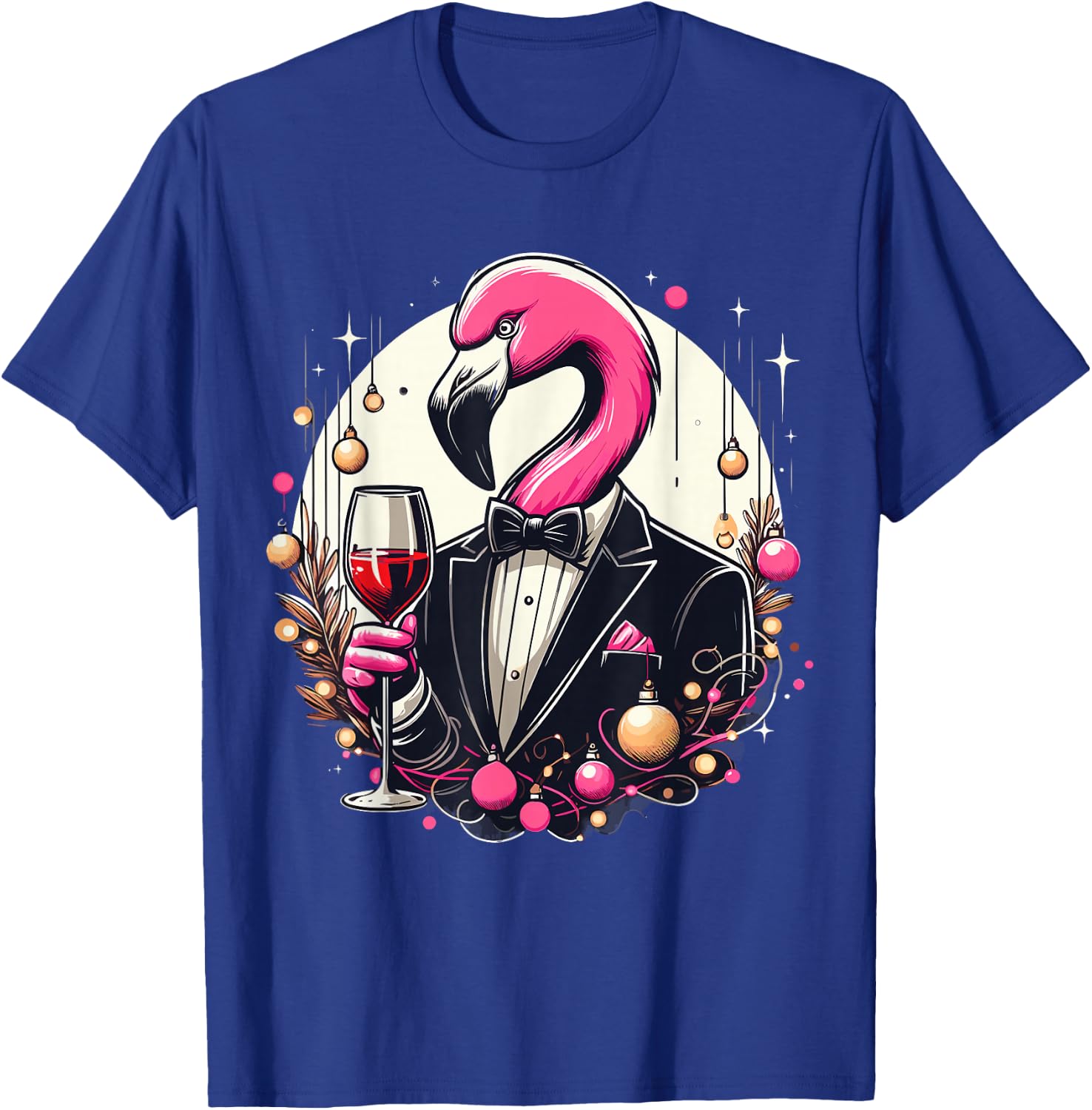 Pink Flamingo Wine Glasses With Tuxedo Costume Love Flamingo T-Shirt - T-Shirt | Royal