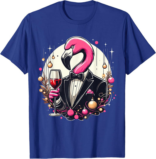 Pink Flamingo Wine Glasses With Tuxedo Costume Love Flamingo T-Shirt - T-Shirt | Royal