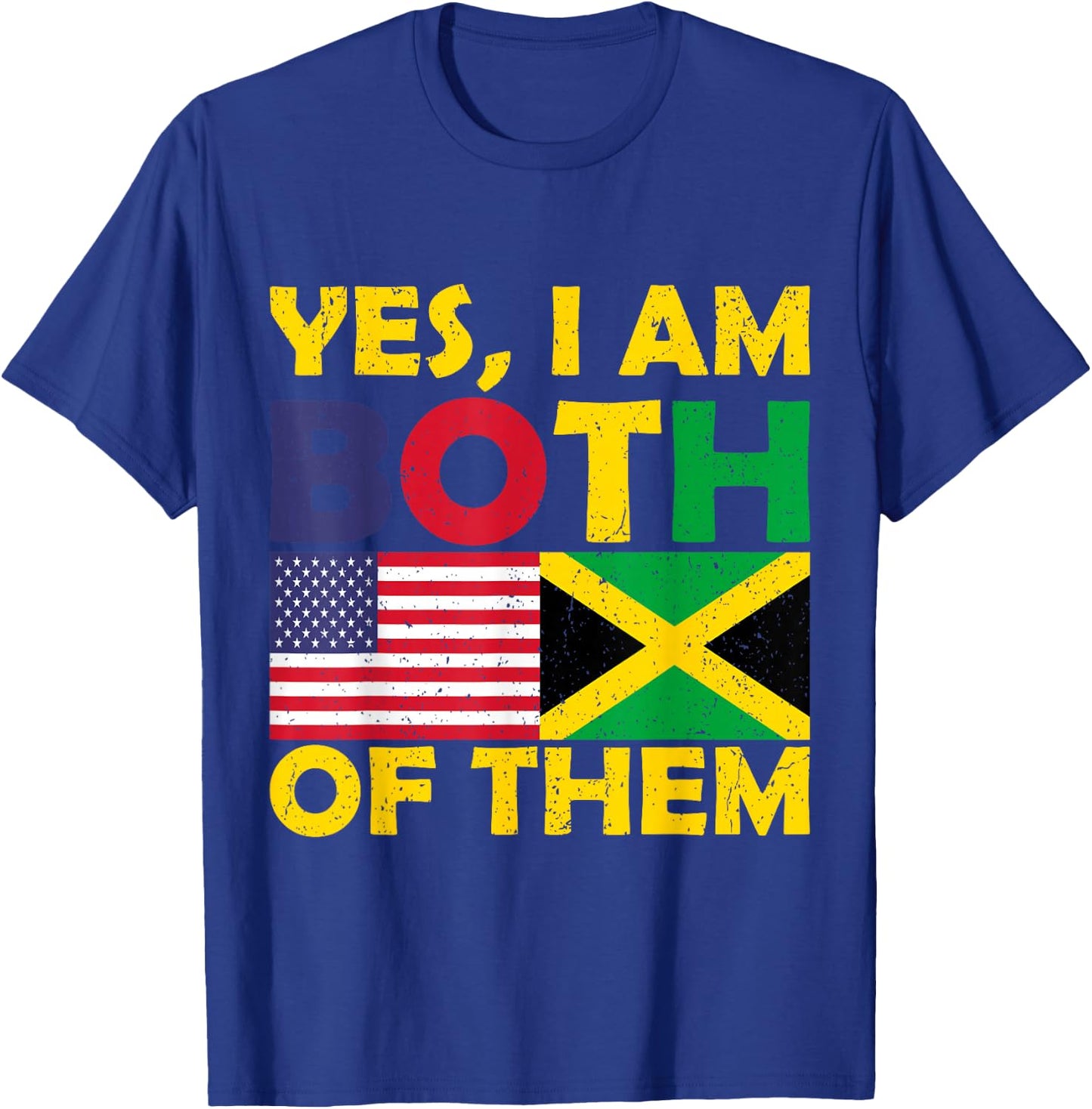 Yes I'm Both Of Them USA Flag And Jamaica Vintage Jamaican T-Shirt - T-Shirt | Royal