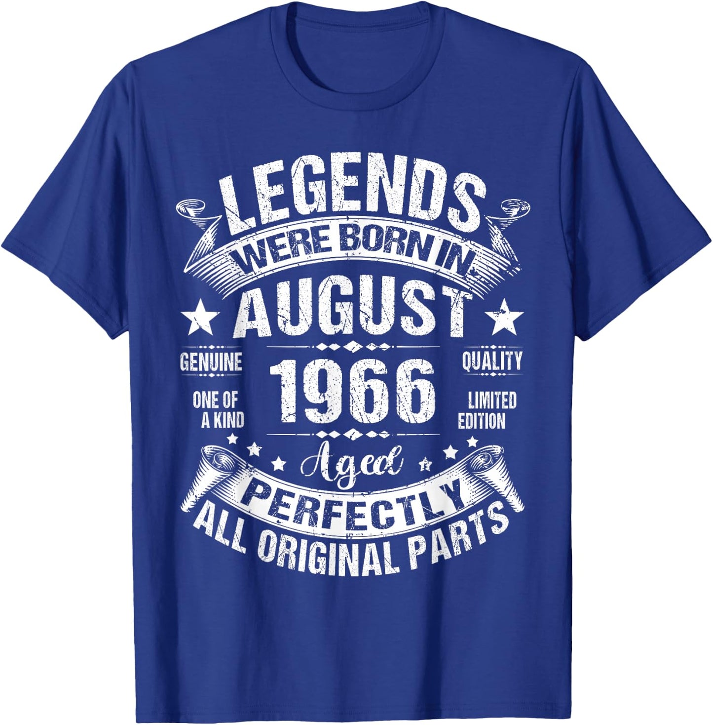 Legends were Born in August 1966 60th Birthday 60 Years Old T-Shirt - T-Shirt | Royal